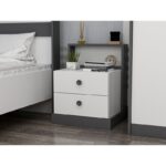 Κομοδίνο Libre λευκό ανθρακί 62x42x62cm ed10025