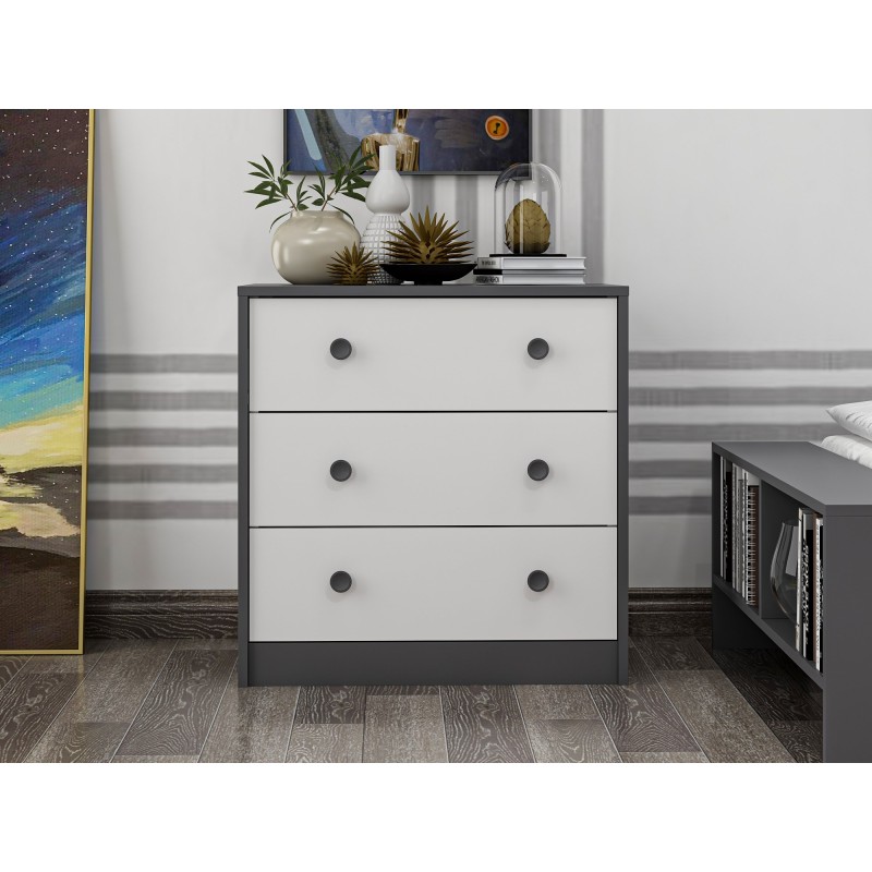 10026_0-800x800 Συρταριέρα Libre λευκό ανθρακί 72x42x74cm ed10026 - Image 1