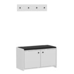 Έπιπλο εισόδου Zeno άσπρο μελαμίνη μαξιλάρι μαύρο και κρεμάστρα 80x35x45εκ ed10028 - Image 5