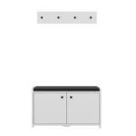 Έπιπλο εισόδου Zeno άσπρο μελαμίνη μαξιλάρι μαύρο και κρεμάστρα 80x35x45εκ ed10028 - Image 4