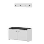 Έπιπλο εισόδου Zeno άσπρο μελαμίνη μαξιλάρι μαύρο και κρεμάστρα 80x35x45εκ ed10028 - Image 3