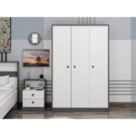 Ντουλάπα ρούχων Life άσπρη ανθρακί μελαμίνη 120x42x182cm ed10032