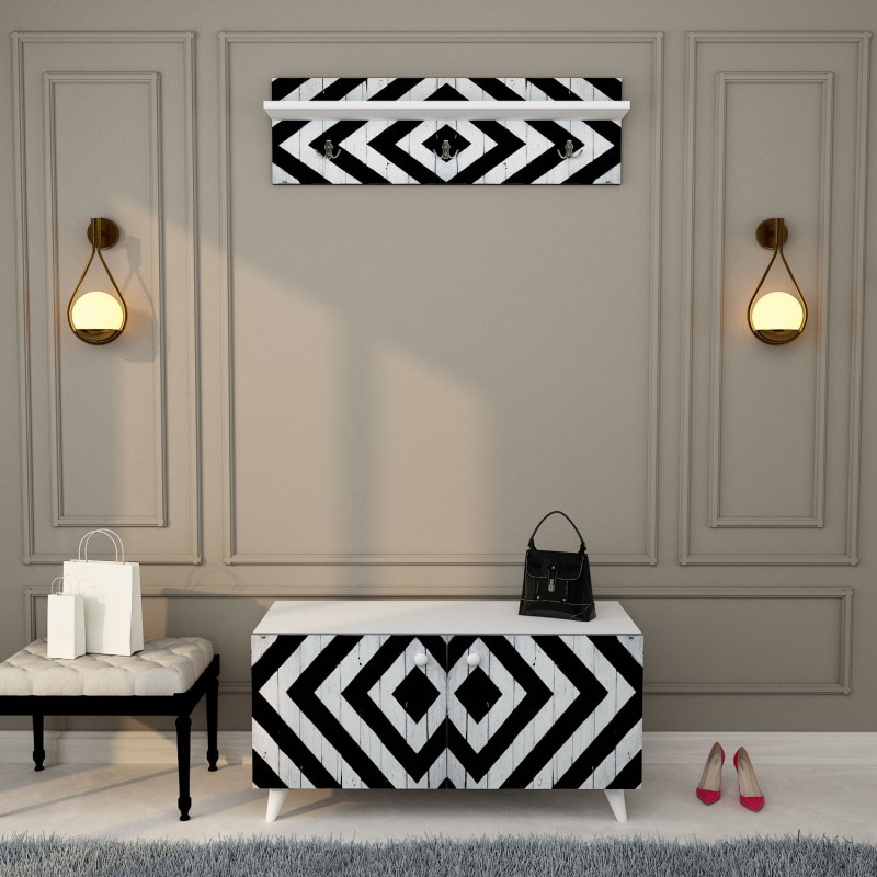 10045_0-800x800 Έπιπλο εισόδου Trend άσπρο μαύρο μελαμίνη 100x40x55εκ ed10045 - Image 1