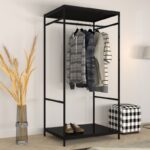 Ντουλάπα Safran μαύρο μελαμίνη μεταλλικά πόδια 100x40x170εκ ed10054 - Image 5