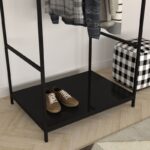 Ντουλάπα Safran μαύρο μελαμίνη μεταλλικά πόδια 100x40x170εκ ed10054 - Image 4