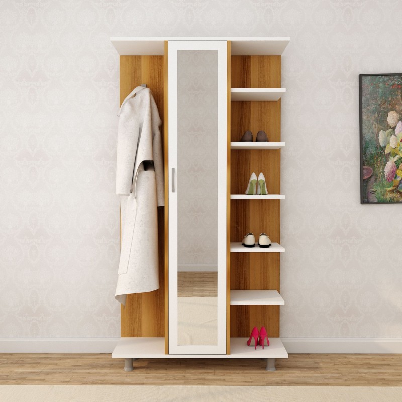 10057_0-800x800 Έπιπλο εισόδου Ceviz δρυς άσπρο μελαμίνη 100x35x180εκ ed10057 - Image 1