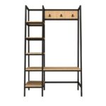 Έπιπλο εισόδου Valansiya δρυς μελαμίνη μεταλλικά πόδια 160x40x170εκ ed10059 - Image 3