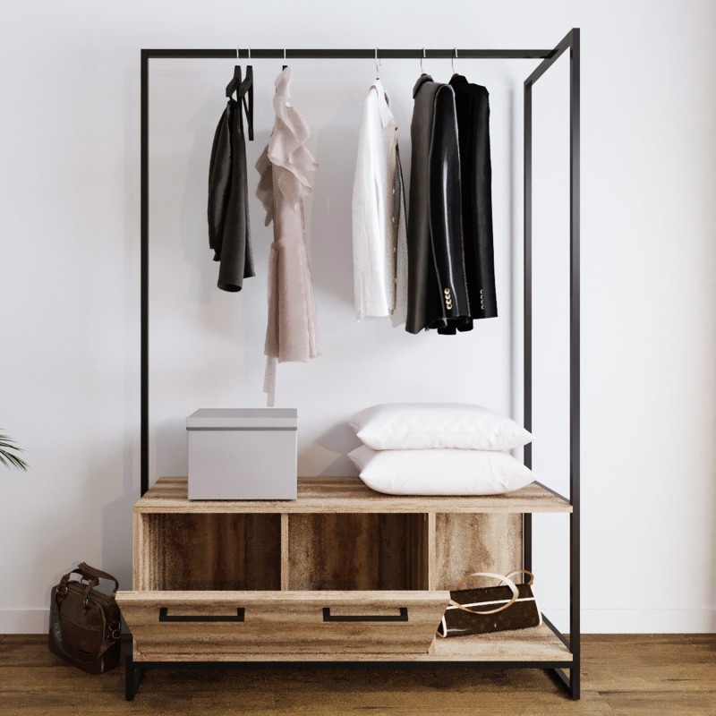 10060_0-800x800 Ντουλάπα Minsk δρυς μαύρο μελαμίνη 120x45x180εκ ed10060 - Image 1