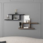 Ράφι τοίχου Deren ανθρακί καρυδί μελαμίνη 74 2x20x23cm ed10066 - Image 5