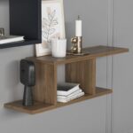 Ράφι τοίχου Deren ανθρακί καρυδί μελαμίνη 74 2x20x23cm ed10066 - Image 4