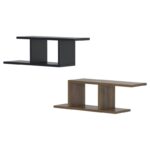 Ράφι τοίχου Deren ανθρακί καρυδί μελαμίνη 74 2x20x23cm ed10066 - Image 3