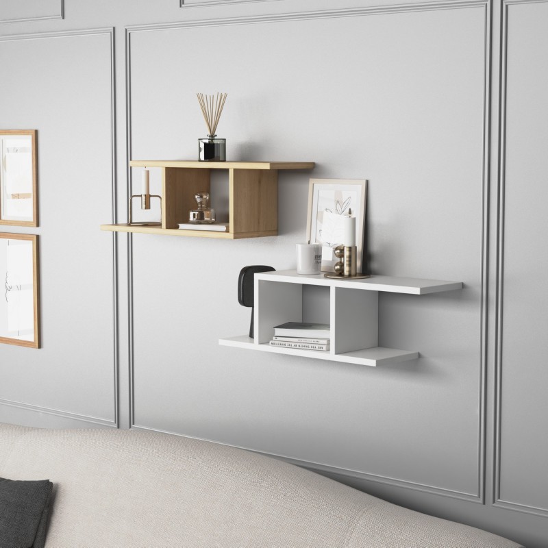 10067_0-800x800 Ράφι τοίχου Deren άσπρη oak μελαμίνη 74 2x20x23cm ed10067 - Image 1