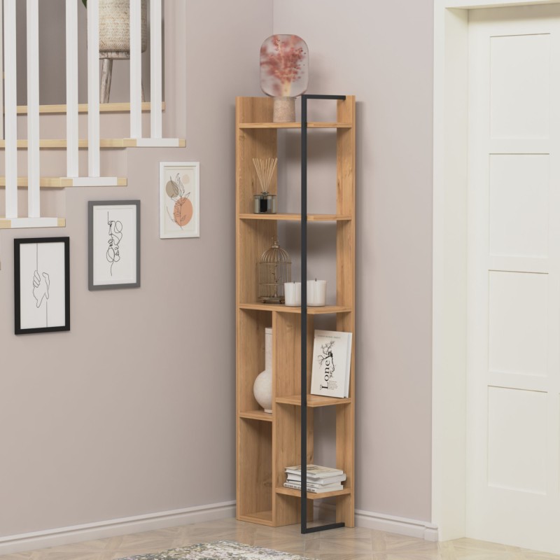 10077_0-800x800 Βιβλιοθήκη Sembol δρυς μελαμίνη 40x23x160εκ ed10077 - Image 1