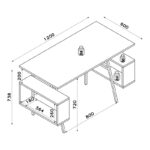 Γραφείο Toccare λευκό oak χρώμα μελαμίνη μέταλλο 120x60x73 8cm ed10082 - Image 2