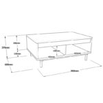 Τραπέζι σαλονιού Brio δρυς μελαμίνη μεταλλικά πόδια 90x60x37 6εκ ed10119 - Image 2