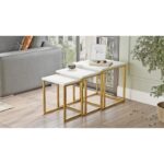 Σετ βοηθητικά τραπέζια σαλονιού Brent μελαμίνη μέταλλο 40x41 8cm ed10122 - Image 4