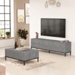 Σετ επίπλων σαλονιού Lione μελαμίνη γκρι μαύρο 170 3x46 3x35 5cm μεταλλικά πόδια ed10130