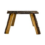 Τραπέζι σαλονιού Miyola δρυς καφέ μασιφ ξύλο επιφάνεια γυαλί 120x60x46εκ ed10171 - Image 5