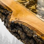 Τραπέζι σαλονιού Miyola δρυς καφέ μασιφ ξύλο επιφάνεια γυαλί 120x60x46εκ ed10171 - Image 4