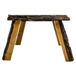 Τραπέζι σαλονιού Miyola δρυς καφέ μασιφ ξύλο επιφάνεια γυαλί 150x60x46εκ ed10185 - Image 5