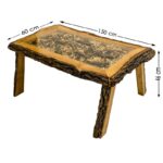 Τραπέζι σαλονιού Miyola δρυς καφέ μασιφ ξύλο επιφάνεια γυαλί 150x60x46εκ ed10185 - Image 2