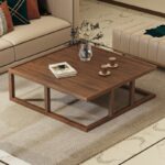 Τραπέζι σαλονιού Nitra πεύκο μασίφ ξύλο 105x105x35εκ ed10202