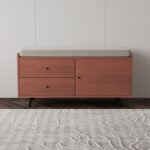 Έπιπλο εισόδου Lara καρυδί κρεμ μασίφ ξύλο οξιά με μαξιλάρι 120x45x65εκ ed10224