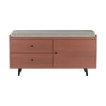 Έπιπλο εισόδου Lara καρυδί κρεμ μασίφ ξύλο οξιά με μαξιλάρι 120x45x65εκ ed10224 - Image 4