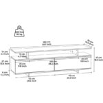 Έπιπλο τηλεόρασης Sogno λευκό γκρι καρυδί 150x35x47cm ed10278 - Image 2