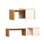 Τραπέζι σαλονιού Nuguso άσπρο καρυδί μελαμίνη 90x40x42εκ ed10279 - Image 3