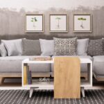 Τραπέζι σαλονιού Dowel άσπρο δρυς μελαμίνη 80x80x40εκ ed10280 - Image 4