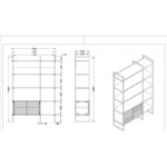 Βιβλιοθήκη Trentuno plus καρυδί μαύρο χρώμα μέταλλο μελαμίνη 120x39x180cm ed102 - Image 2