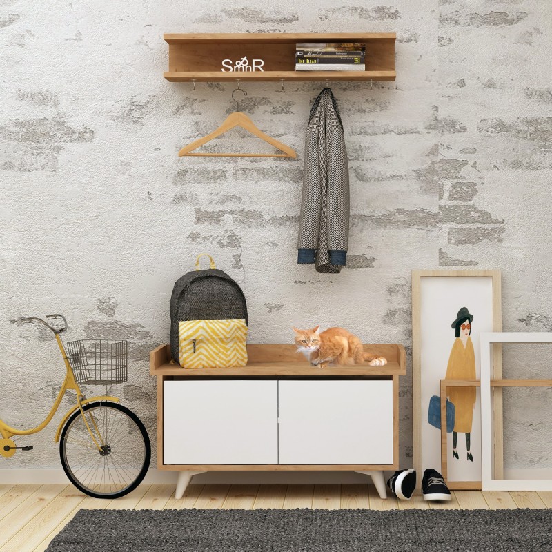 1030_0-800x800 Έπιπλο εισόδου Arasso δρυς άσπρο μελαμίνη 90x35x60εκ ed1030 - Image 1