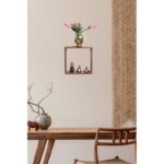 Ραφιέρα τοίχου ξύλινη καρυδί Ares 33x33cm ed10322