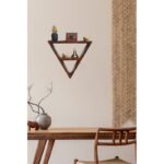 Ραφιέρα τοίχου ξύλινη καρυδί Ares 39x34cm ed10324