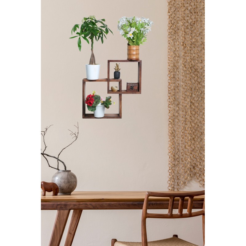 10328_0-800x800 Ραφιέρα τοίχου ξύλινη καρυδί Ares 50x50cm ed10328 - Image 1