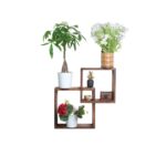 Ραφιέρα τοίχου ξύλινη καρυδί Ares 50x50cm ed10328 - Image 4