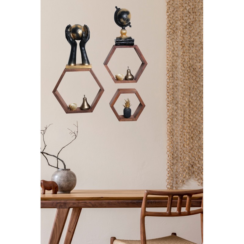 10336_0-800x800 Ραφιέρα τοίχου σετ ξύλινη καρυδί Ares 31x31cm ed10336 - Image 1