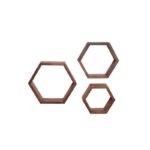 Ραφιέρα τοίχου σετ ξύλινη καρυδί Ares 31x31cm ed10336 - Image 5