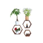 Ραφιέρα τοίχου σετ ξύλινη καρυδί Ares 31x31cm ed10336 - Image 3