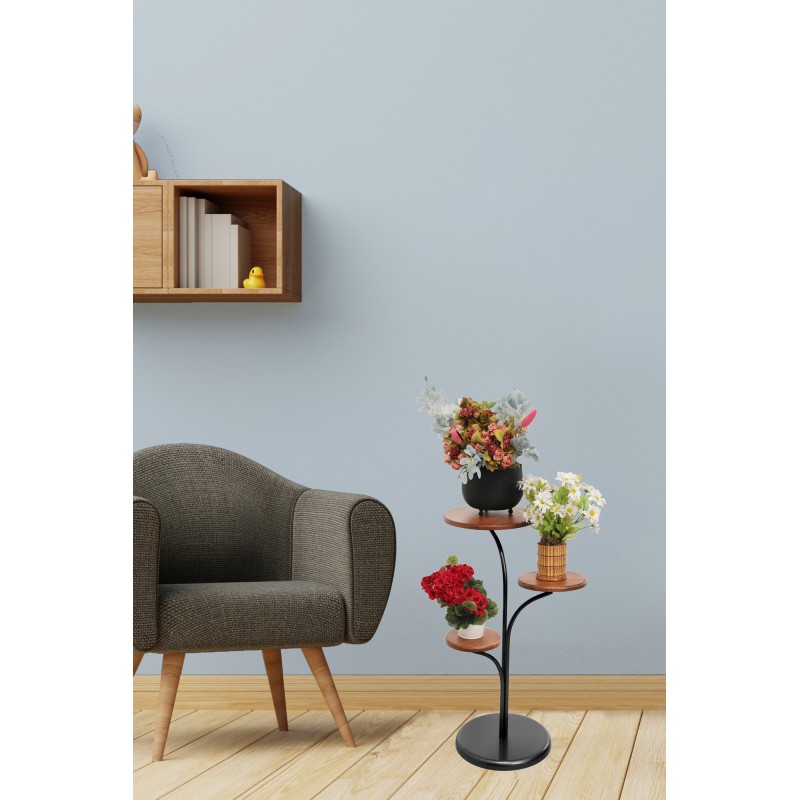 10340_0-800x800 Βοηθητικό τραπέζι Dieci ξύλο μαύρο καρυδί μέταλλο 35x85cm ed10340 - Image 1