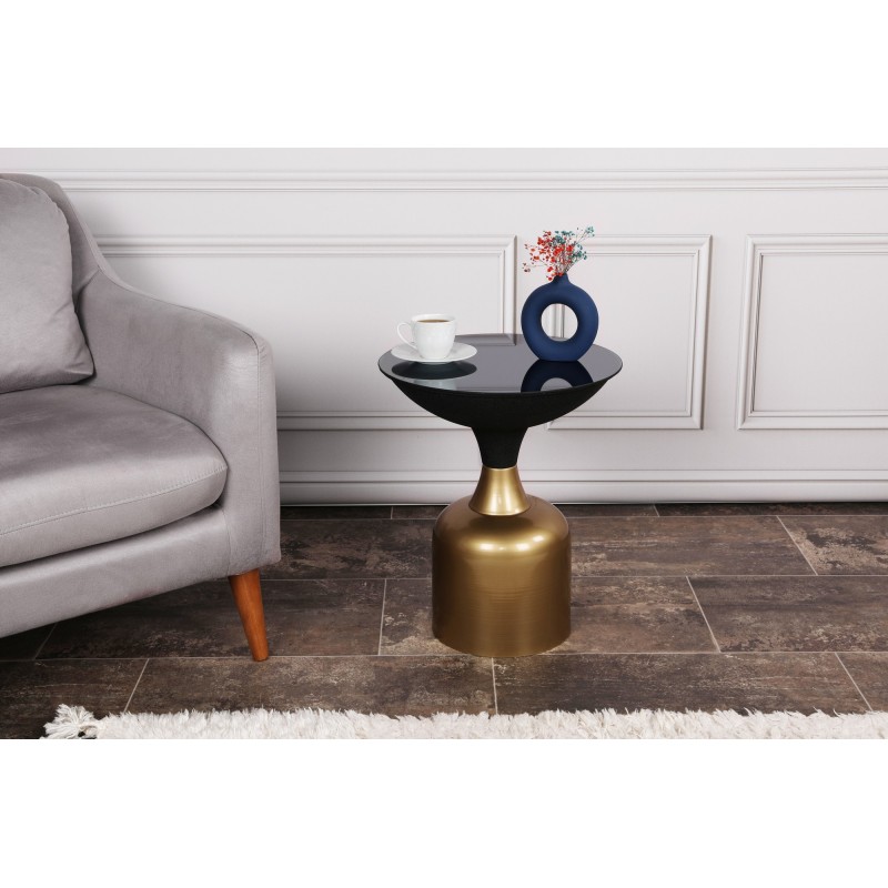 10344_0-800x800 Βοηθητικό μεταλλικό τραπεζάκι Corti χρυσό μαύρο χρώμα 42x46cm ed10344 - Image 1