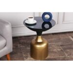 Βοηθητικό μεταλλικό τραπεζάκι Corti χρυσό μαύρο χρώμα 42x46cm ed10344 - Image 5