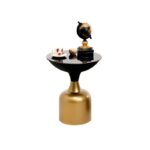 Βοηθητικό μεταλλικό τραπεζάκι Corti χρυσό μαύρο χρώμα 42x46cm ed10344 - Image 3