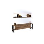 Έπιπλο τηλεόρασης Melis καρυδί μελαμίνη μεταλλικά πόδια 160x30x45cm ed1034 - Image 4