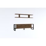 Έπιπλο τηλεόρασης Melis καρυδί μελαμίνη μεταλλικά πόδια 160x30x45cm ed1034 - Image 3