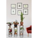 Βοηθητικό τραπέζι σετ 3 τμχ δρυς ξύλο μέταλλο 24x24x90εκ ed10352