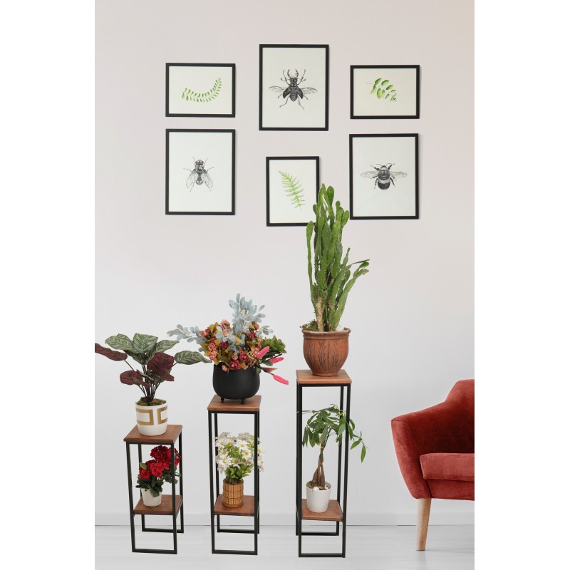 10352_0-800x800 Βοηθητικό τραπέζι σετ 3 τμχ δρυς ξύλο μέταλλο 24x24x90εκ ed10352 - Image 1