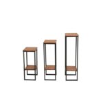 Βοηθητικό τραπέζι σετ 3 τμχ δρυς ξύλο μέταλλο 24x24x90εκ ed10352 - Image 4