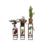 Βοηθητικό τραπέζι σετ 3 τμχ δρυς ξύλο μέταλλο 24x24x90εκ ed10352 - Image 3